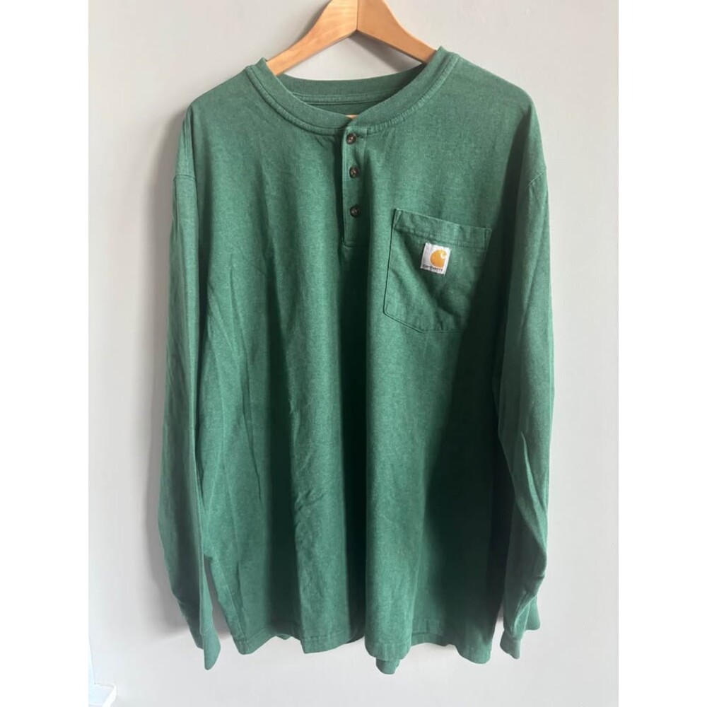 Carhartt K128 XL Long Sleeve Workwear Henley Shirt Men's Heather Green Pocket